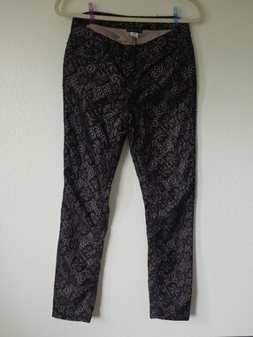 Metaphor Black Floral Lace-Overlay Skinny Pants